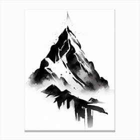 Mountain Peak 1 Symbol Black And White Painting Canvas Print