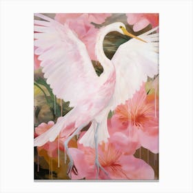Pink Ethereal Bird Painting Egret 5 Canvas Print
