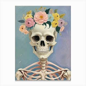 Skeleton With Flower Crown Canvas Print