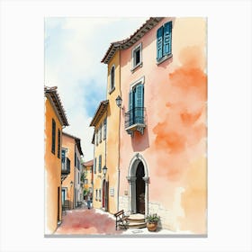 Watercolor Sketch Of A Street In Italy 1 Canvas Print