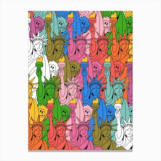 Colorful Rainbow New York City Pop Art Statue Of Liberty Positivity America Usa Canvas Print