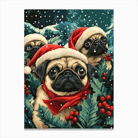 Christmas Pugs 18 Canvas Print