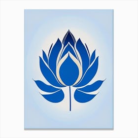 Blue Lotus Retro Minimal 6 Canvas Print