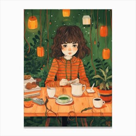Girl At The Table 1 Canvas Print