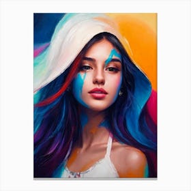 Girl With Colorful Hair 1 Canvas Print