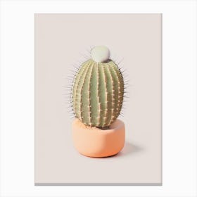 Pincushion Cactus Retro Minimal 2 Canvas Print