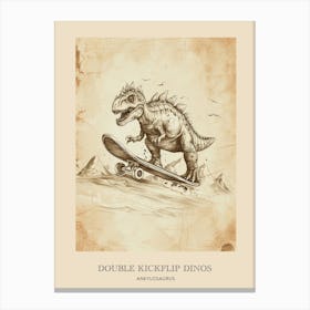 Ankylosaurus Vintage Dinosaur Poster 3 Canvas Print