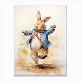 Bunny Dancing Rabbit Prints Watercolour 5 Canvas Print