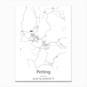 Peiting,Germany Minimalist Map Canvas Print