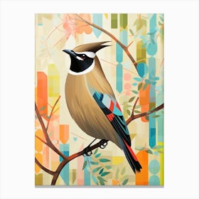 Bird Painting Collage Cedar Waxwing 1 Canvas Print