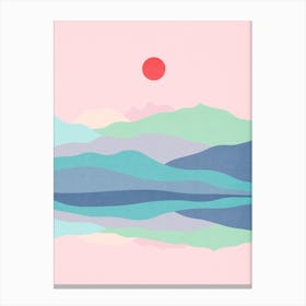 Watercolor sunset landscape 33 Canvas Print