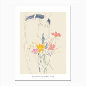 Everything Is Blooming Again Poster Flowers And Blue Jeans Line Art 2 Canvas Print