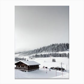 Kronplatz, Italy Black And White Skiing Poster Canvas Print