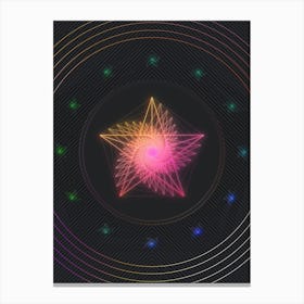 Neon Geometric Glyph in Pink and Yellow Circle Array on Black n.0248 Canvas Print