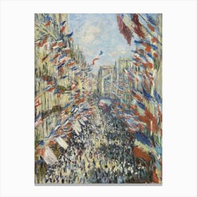 The Rue Montorgueil In Paris (1878), Claude Monet Canvas Print