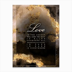 Love Gold Star Space Motivational Quote Canvas Print