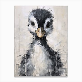 Black & White Gouache Painting Of A Duckling Canvas Print
