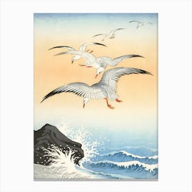 Seagulls Flying Over The Ocean Canvas Print