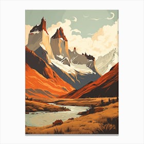 Torres Del Paine Circuit Chile 4 Hiking Trail Landscape Canvas Print