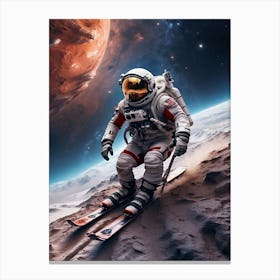 Astronaut Skis In Space Canvas Print