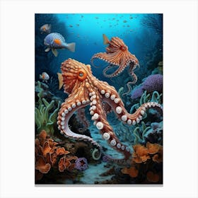 Octopus Searching For Prey Illustration 6 Canvas Print