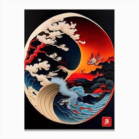 Fire And Water 1, Yin and Yang Japanese Ukiyo E Style Canvas Print
