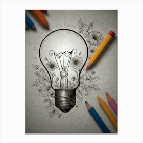 Light Bulb Drawing Canvas Print