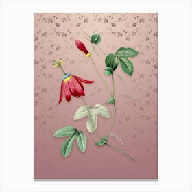 Vintage Red Passion Flower Botanical on Dusty Pink Pattern n.2014 Canvas Print