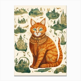 Ginger Cat & Medieval Castles 5 Canvas Print