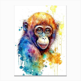 Monkey Water Color Canvas Print