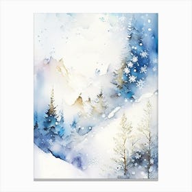 Snowflakes In The Mountains, Snowflakes, Storybook Watercolours 1 Canvas Print