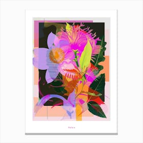 Asters 3 Neon Flower Collage Poster Canvas Print