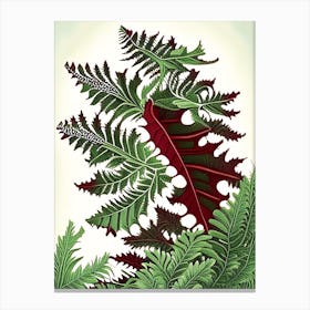 Japanese Holly Fern Vintage Botanical Poster Canvas Print