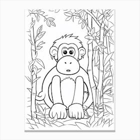 Line Art Jungle Animal Proboscis Monkey 2 Canvas Print
