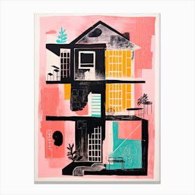 A House In Copenhagen, Abstract Risograph Style 4 Canvas Print