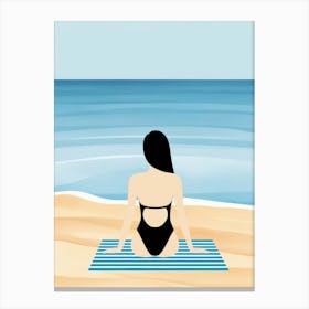 Woman Relaxing On Beach Canvas Print