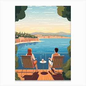 French Riviera, France, Graphic Illustration 1 Canvas Print