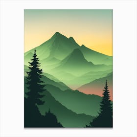 Misty Mountains Vertical Composition In Green Tone 110 Canvas Print