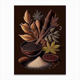 Licorice Spices And Herbs Retro Drawing 1 Canvas Print