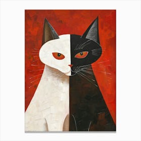 Black And White Cats 10 Canvas Print