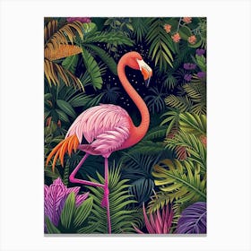 Greater Flamingo Portugal Tropical Illustration 5 Canvas Print