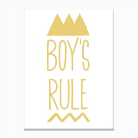 Boys Rule Gold Canvas Print