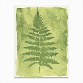Green Ink Painting Of A Boston Fern 1 Canvas Print