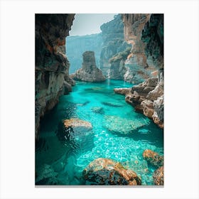 Blue Water In A Cave 2 Canvas Print