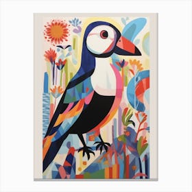 Colourful Scandi Bird Puffin 2 Canvas Print