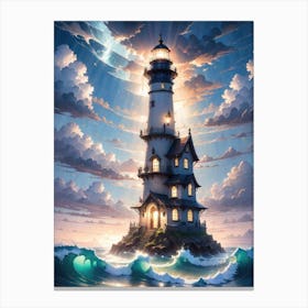 A Lighthouse In The Middle Of The Ocean 50 Canvas Print