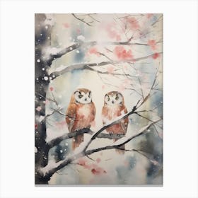 Winter Watercolour Owl 3 Canvas Print