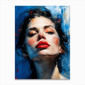 Woman With Red Lips painting Canvas Print