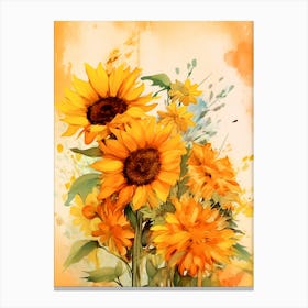 Sunflowers Watercolor Painting Canvas Print