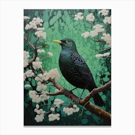 Ohara Koson Inspired Bird Painting Blackbird 1 Canvas Print